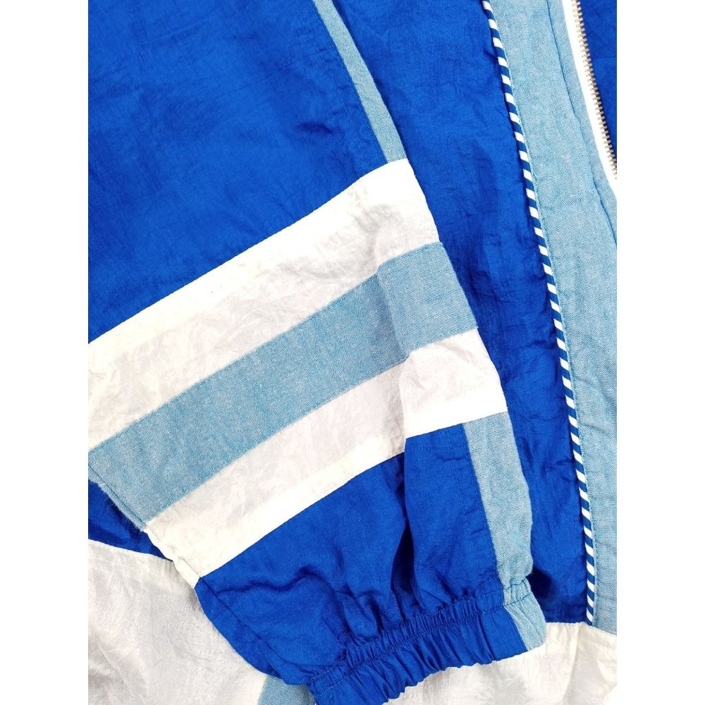 Vintage Jacket Active Frontier Hood 80s Blue Shoulder Pad Zip Denim Women Large - Picture 5 of 7
